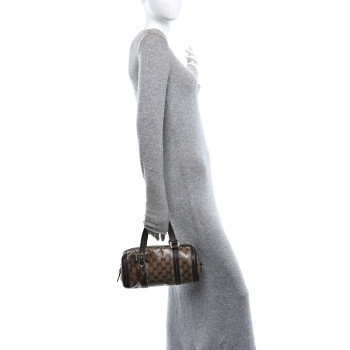 GUCCI Crystal Monogram Duchessa Small Boston Bag Brown