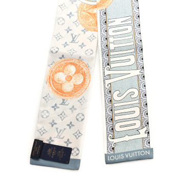 LOUIS VUITTON Silk Malles Merveilleuses Bandeau Denim Blue