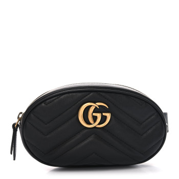 GUCCI Calfskin Matelasse GG Marmont Belt Bag 95 38 Black