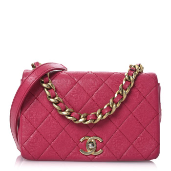 CHANEL Caviar Quilted Small Fashion Therapy Flap Bag Dark Pink