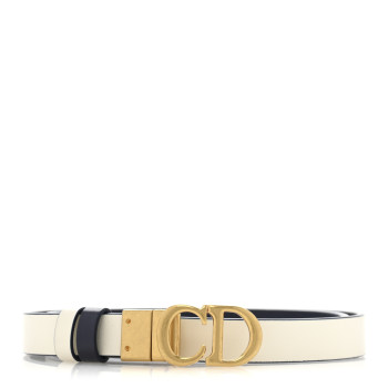 CHRISTIAN DIOR Calfskin Saddle Belt White Navy