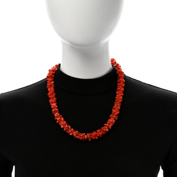 LOUIS VUITTON Resin Tropical Flowers Necklace Orange