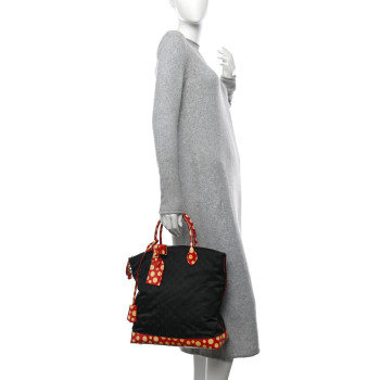 LOUIS VUITTON Nylon Monogram Kusama Infinity Dots Vertical Lockit Black Red