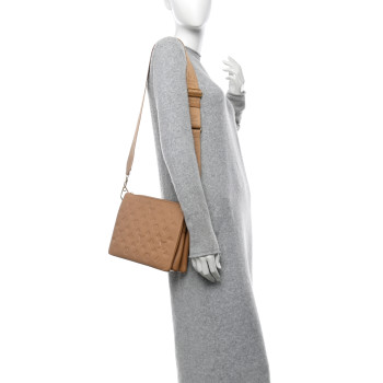 LOUIS VUITTON Lambskin Embossed Monogram Coussin PM Camel