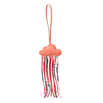 HERMES Swift Silk Twill Cord Cloud Bag Charm Flamingo