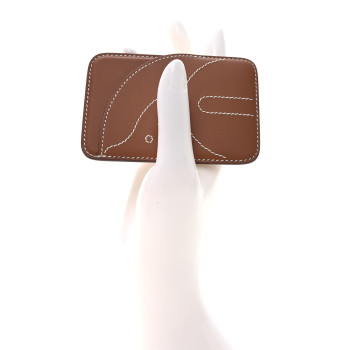 HERMES Swift Stitched Cheval MagSafe Card Holder Gold