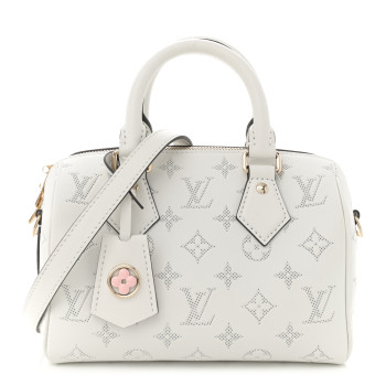 LOUIS VUITTON Monogram Embossed Calfskin Speedy Bandouliere 20 White Blanc