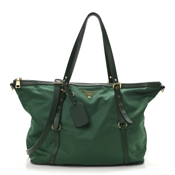 PRADA Tessuto Nylon Saffiano Tote Oleandro