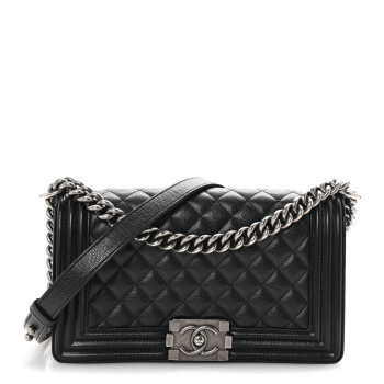 CHANEL Caviar Quilted Medium Boy Flap Black