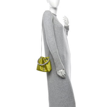 JIMMY CHOO Satin Crystal Embellished Bon Bon Bag Lime