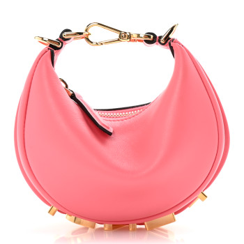 FENDI Vitello Grace New Matte Nano Fendigraphy Hobo Charm Pink Dalia