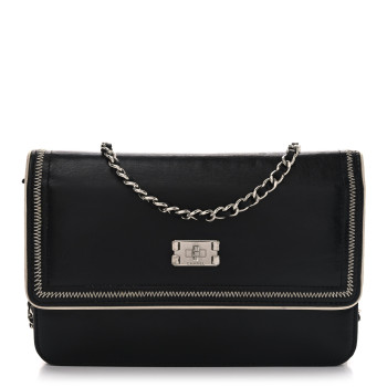 CHANEL Lambskin Mademoiselle Wallet On Chain WOC Black