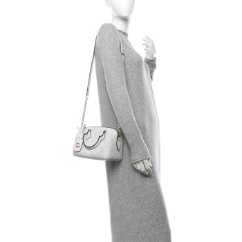 LOUIS VUITTON Monogram Embossed Calfskin Speedy Bandouliere 20 White Blanc