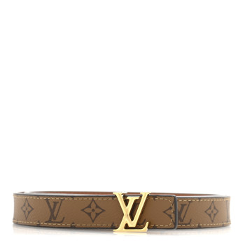 LOUIS VUITTON Calfskin Reverse Monogram 20mm LV Iconic Reversible Belt 80 32 Tan Brown
