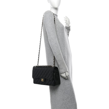 CHANEL Caviar Quilted Jumbo Double Flap Black