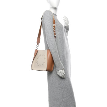 STELLA MCCARTNEY Eco Alter Nappa Perforated Logo Mini Crossbody Beige