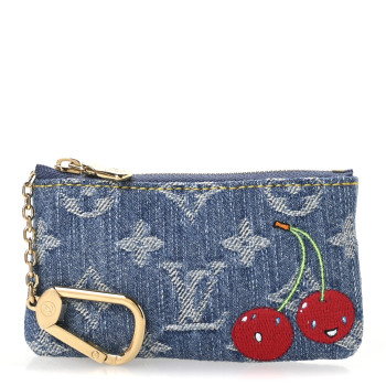 LOUIS VUITTON LV X TM Monogram Denim Cerises Key Pouch Blue