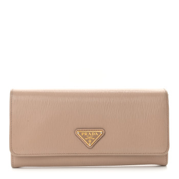 PRADA Saffiano Metal Continental Flap Wallet Cammeo