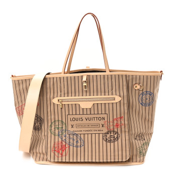 LOUIS VUITTON Monogram Stamped Inside Out Neverfull Bandouliere GM Beige