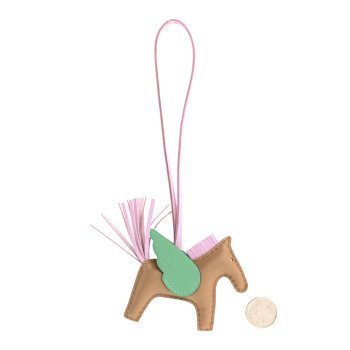 HERMES Lambskin Grigri Rodeo Pegase Horse Bag Charm PM Chai Mauve Sylvestre Menthe
