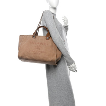 CHANEL Canvas Sequin Medium Deauville Tote Ecru
