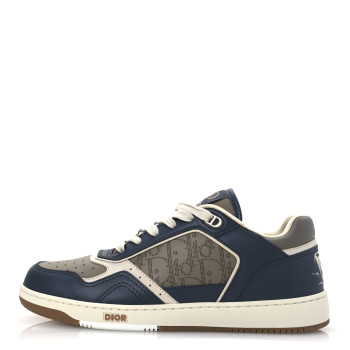 CHRISTIAN DIOR Smooth Calfskin Oblique Galaxy Perforated Mens B27 Low Top Sneakers 41 Brown Deep Grey