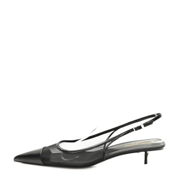 SAINT LAURENT Mesh Oxalis Slingback 30 Pumps 41 Black
