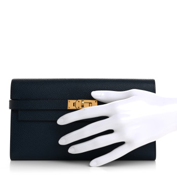 HERMES Epsom Kelly Longue Wallet Bleu de Prusse