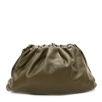 BOTTEGA VENETA Smooth Butter Calf The Pouch Oversized Clutch Kaki Fondent