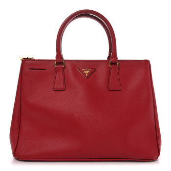 PRADA Saffiano Medium Galleria Double Zip Tote Fuoco