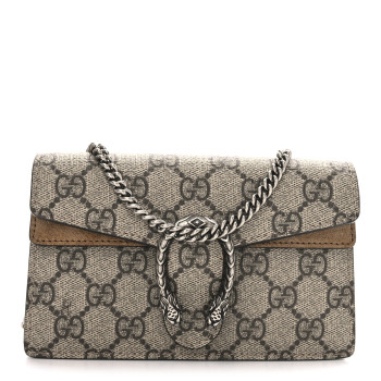 GUCCI GG Supreme Monogram Super Mini Dionysus Shoulder Bag Taupe