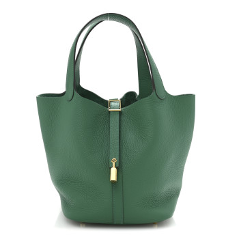 HERMES Taurillon Clemence Picotin Lock 22 MM Vert Vertigo