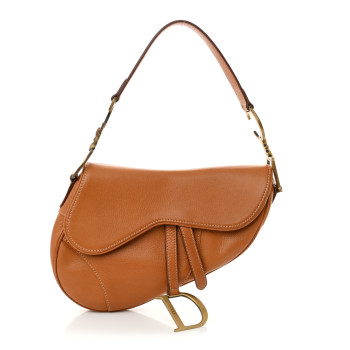 CHRISTIAN DIOR Calfskin Saddle Bag Tan