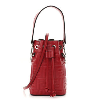 FENDI Vitello Liberty F is Fendi FF 1974 Embossed Mini Mon Tresor Bucket Bag Fragola