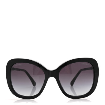 CHANEL Acetate Polarized Butterfly Winter Pearl Sunglasses 5339-H-A Black