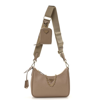 PRADA Saffiano Lux Re-Edition 2005 Shoulder Bag Cammeo