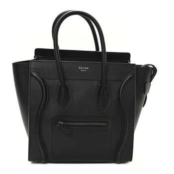 CELINE Drummed Calfskin Micro Luggage Black