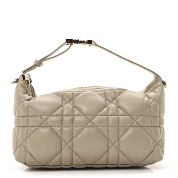 CHRISTIAN DIOR Calfskin Macrocannage Medium Diortravel Nomad Pouch Sand