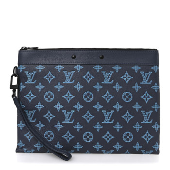 LOUIS VUITTON Monogram Shadow Pochette To-Go Navy River Blue