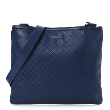 GUCCI Hilary Lux Bright Diamante Medium Flat Messenger Bag Blue