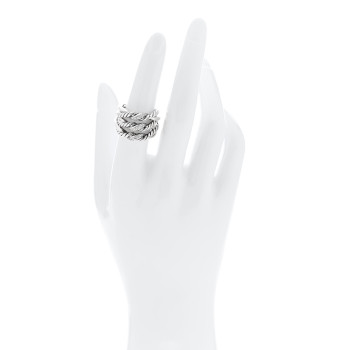 DAVID YURMAN Sterling Silver Diamond Continuance Three-Row Ring 53 6.5