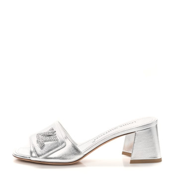 LOUIS VUITTON Metallic Calfskin Platform Shake Mule 36.5 Silver