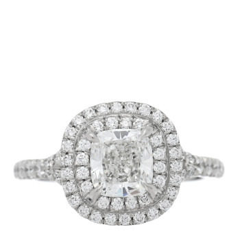 TIFFANY Platinum Diamond .95ct Soleste Cushion Cut Double Halo Engagement Ring 46 3.75