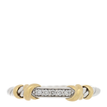 DAVID YURMAN Sterling Silver 18K Yellow Gold Diamond Petite Helena Wrap Ring 52 6