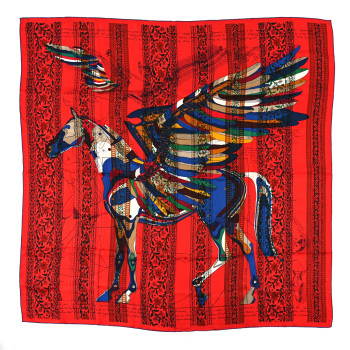 HERMES Silk Le Pegase D'Hermes Shawl 140