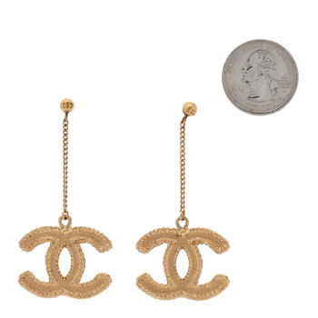 CHANEL CC Drop Earrings Matte Gold