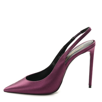 SAINT LAURENT Crepe Satin Zoe 105 Slingback Pump 38 Gem Purple