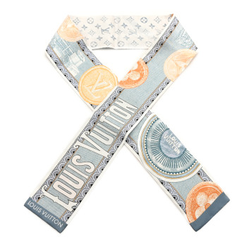 LOUIS VUITTON Silk Malles Merveilleuses Bandeau Denim Blue