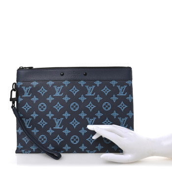LOUIS VUITTON Monogram Shadow Pochette To-Go Navy River Blue