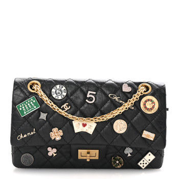 CHANEL Aged Calfskin Quilted Casino 2.55 Reissue 225 Flap Black